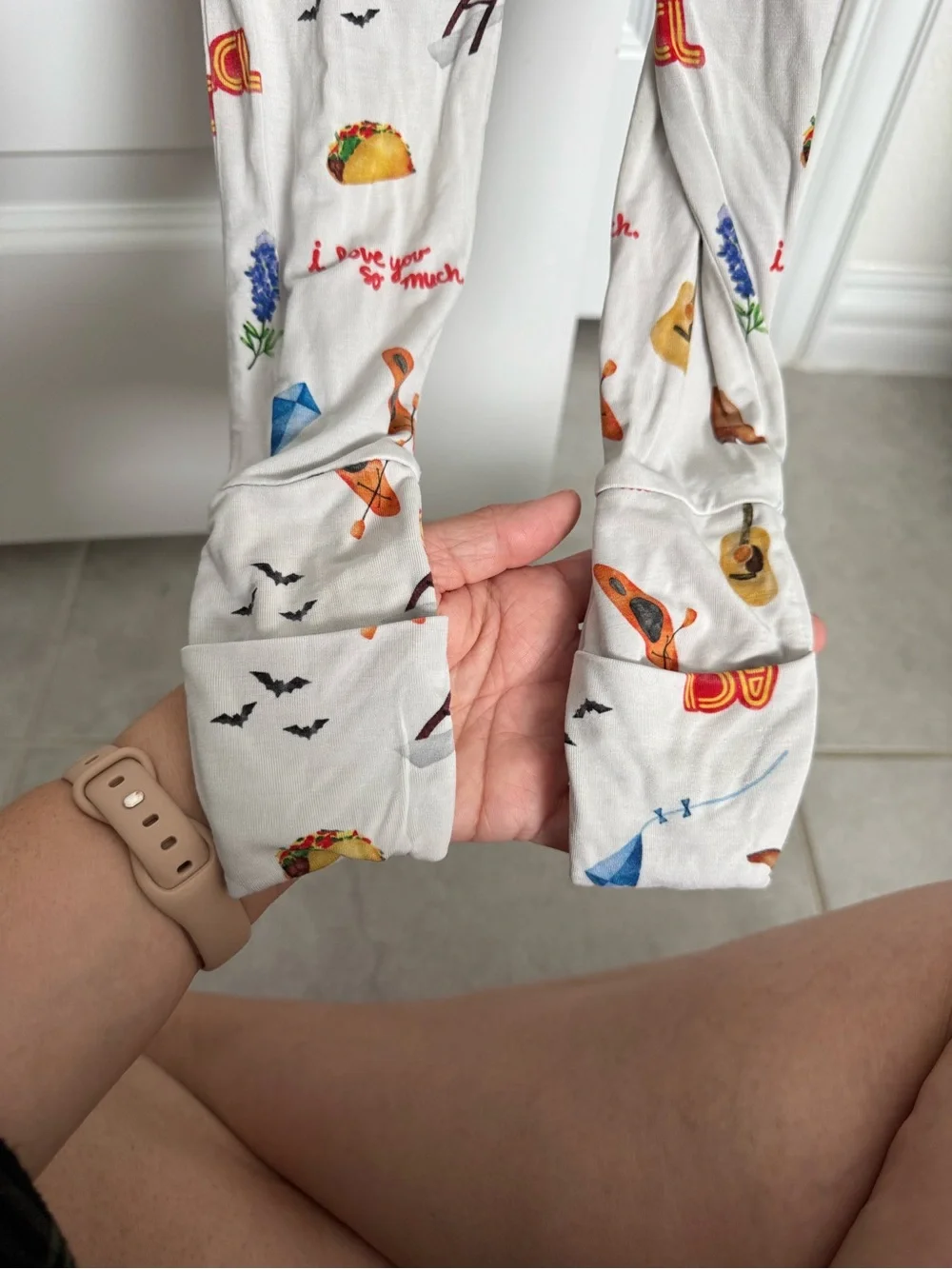 Off-White Zip-Front Vavy Footed One-Piece Pajama-Austin ATX